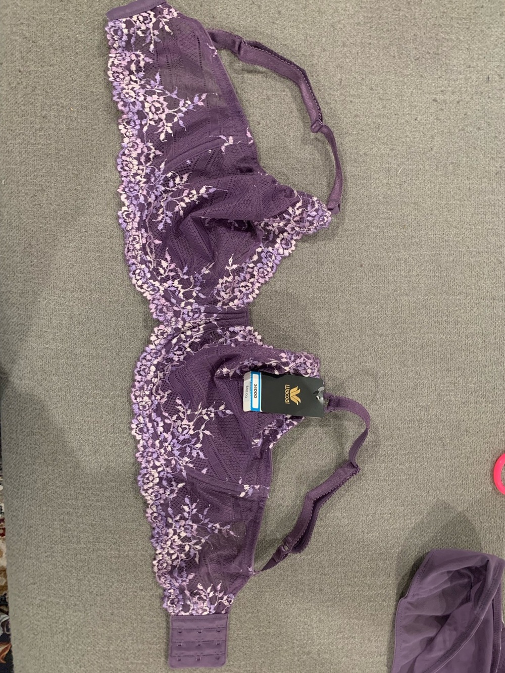 NWT Wacoal Lavender Floral Lace Underwire Bra & Matching Briefs - Picture 2 of 7